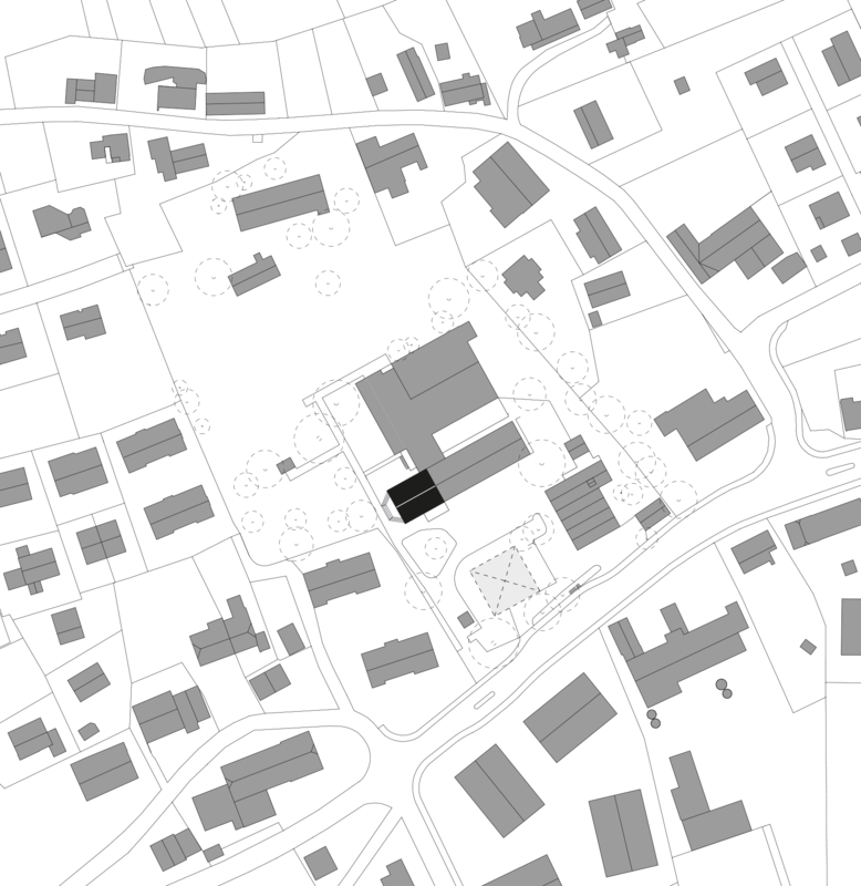 <p>Situation mit Schulhauserweiterung und nicht realisiertem Gemeindehaus</p>